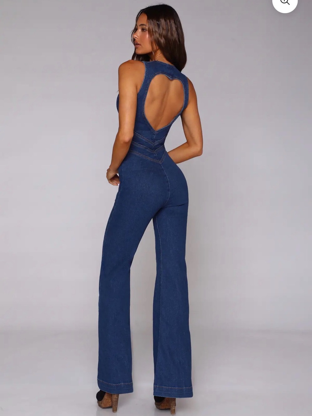 REVICE Blue Denim Boot-Cut Jumpsuit with Ring Zipper - Picture 3 of 3